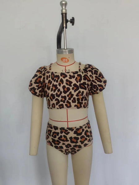 S0272 RTS baby girl clothes leopard print girl summer swimsuit