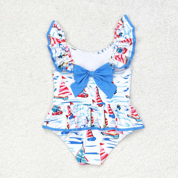 S0277 RTS baby girl clothes sailboat girl summer swimsuit