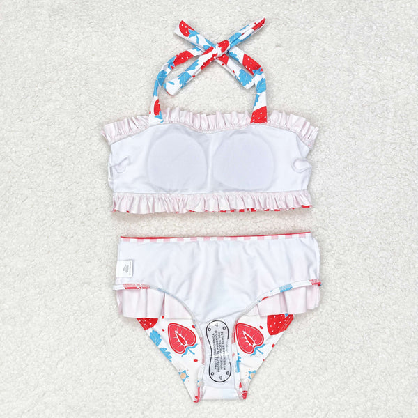 S0316 RTS baby girl clothes strawberry girl summer swimsuit beach wear