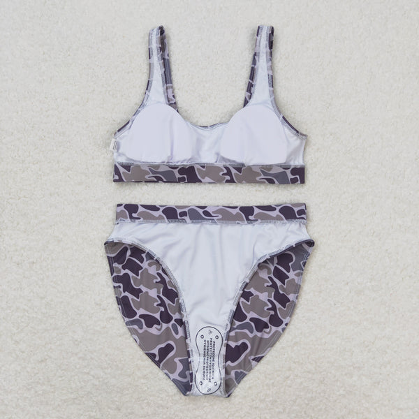 S0321 RTS adult clothes Adult mom gray camouflage print Summer Swimsuit adult bikini 11