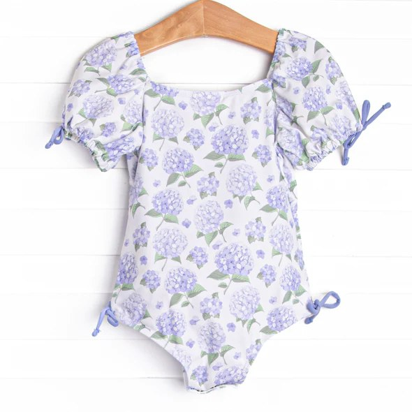 S0329 RTS baby girl clothes floral purple girl summer swimsuit beach wear