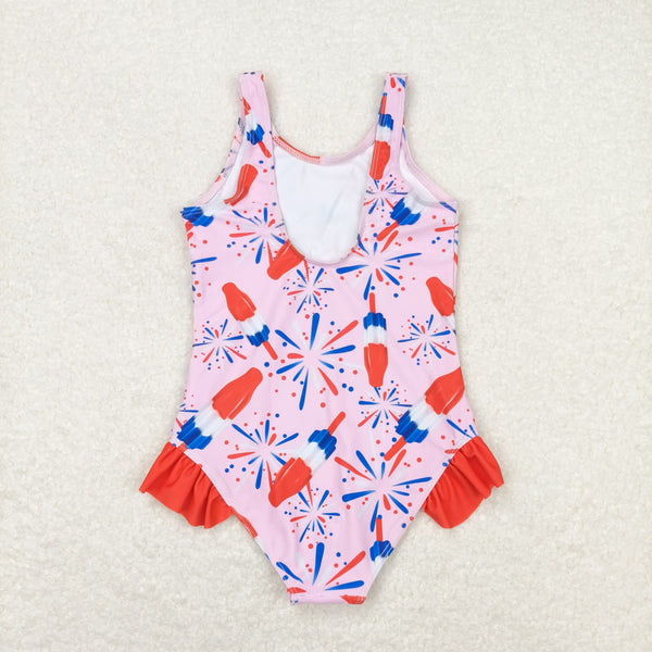 S0333 RTS baby girl clothes 4th of July patriotic girl summer swimsuit beach wear