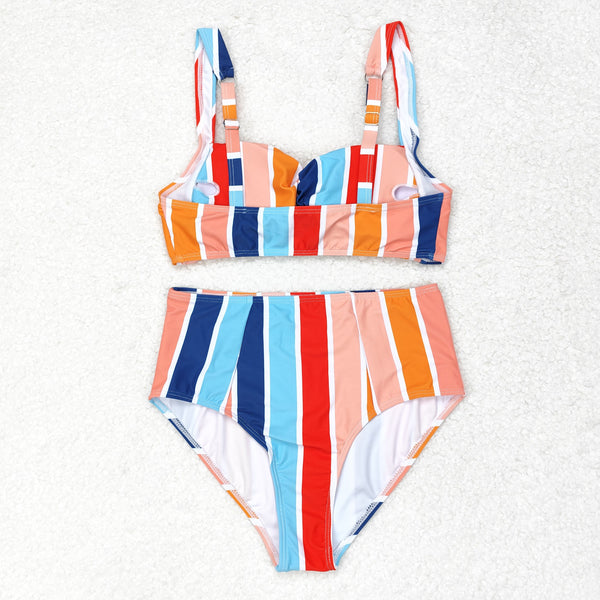 S0338 RTS adult clothes Adult mom stripe Summer Swimsuit adult bikini swimwear