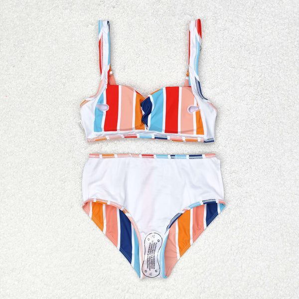 S0338 RTS adult clothes Adult mom stripe Summer Swimsuit adult bikini swimwear