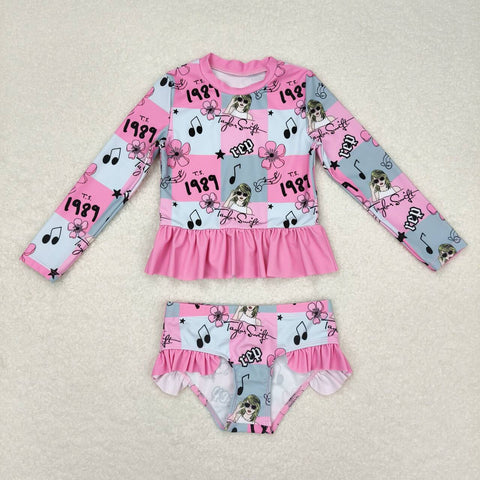 S0348 RTS baby girl clothes 1989 singer girl summer swimsuit beach wear