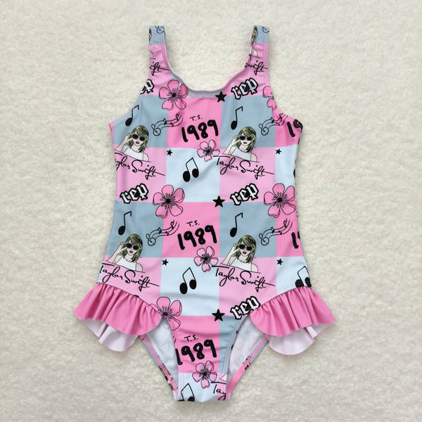 S0349 RTS baby girl clothes 1989 singer girl summer swimsuit beach wear