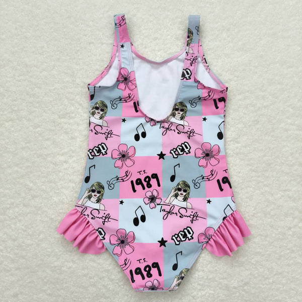 S0349 RTS baby girl clothes 1989 singer girl summer swimsuit beach wear