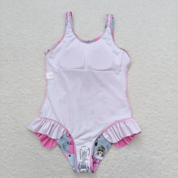 S0349 RTS baby girl clothes 1989 singer girl summer swimsuit beach wear