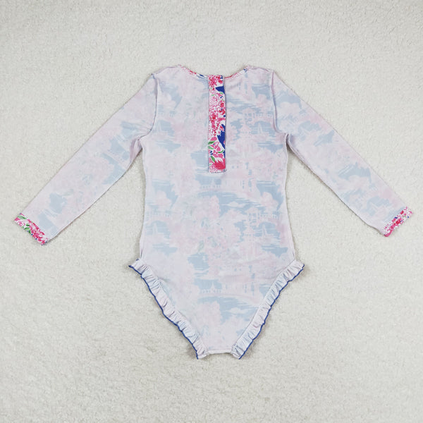 S0376 RTS baby girl clothes floral girl summer swimsuit beach wear