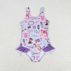 S0388 RTS baby girl clothes 1989 singer  girl summer swimsuit beach wear  12-18M to 14-16T