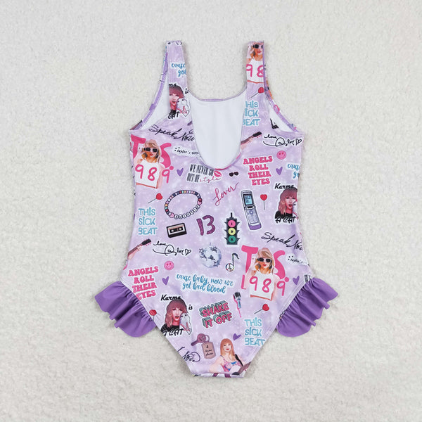 S0388 RTS baby girl clothes 1989 singer  girl summer swimsuit beach wear  12-18M to 14-16T