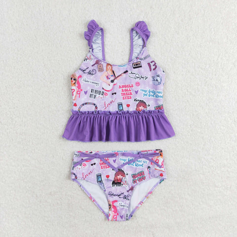 S0389 RTS baby girl clothes 1989 singer  girl summer swimsuit beach wear