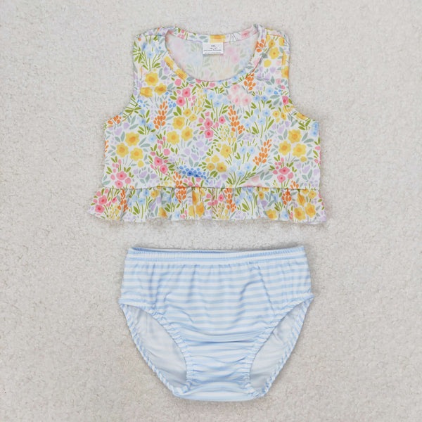 S0414 RTS baby girl clothes floral girl summer swimsuit beach wear