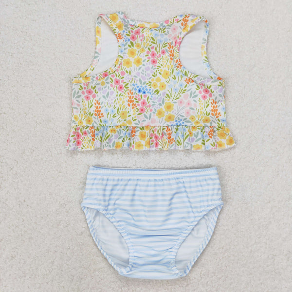 S0414 RTS baby girl clothes floral girl summer swimsuit beach wear