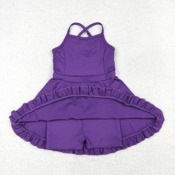 S0454 RTS toddler girl clothes purple girl summer yoga dress swim suit dress