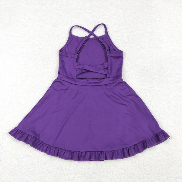 S0454 RTS toddler girl clothes purple girl summer yoga dress swim suit dress