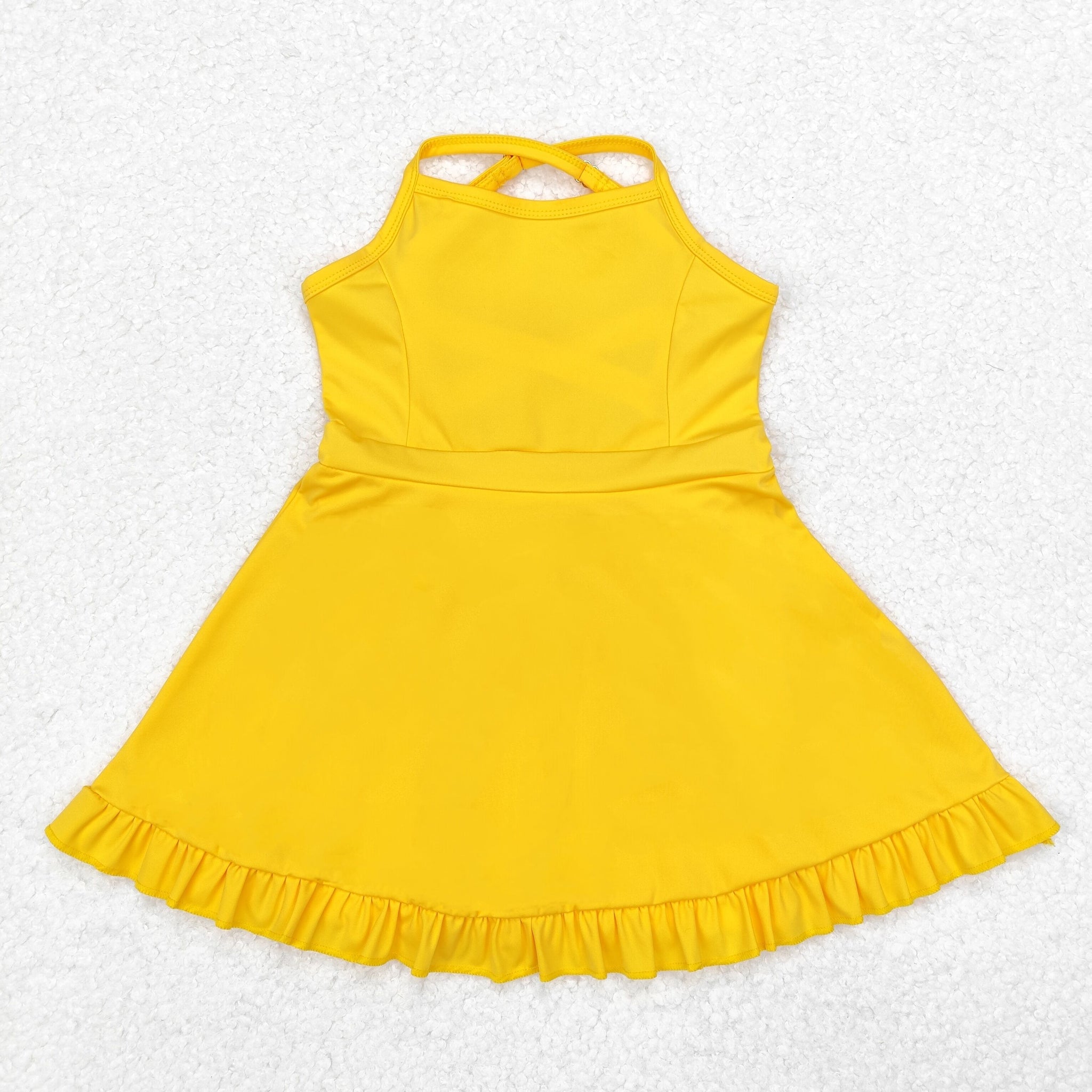 S0455 RTS baby girl clothes yellow girl summer swimsuit beach wear yoga clothes