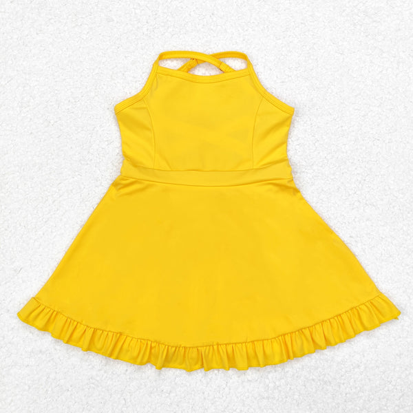 S0455 RTS baby girl clothes yellow girl summer swimsuit beach wear yoga clothes