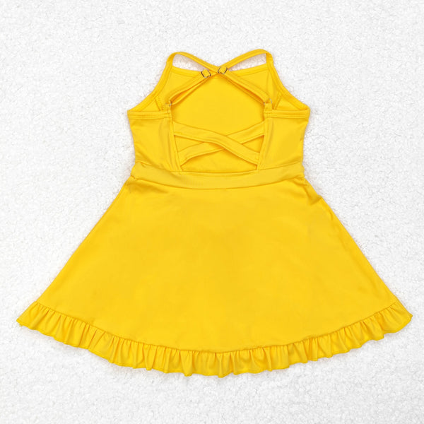 S0455 RTS baby girl clothes yellow girl summer swimsuit beach wear yoga clothes