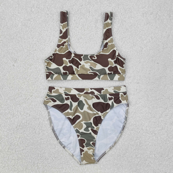 RTS women clothes adult leopard swim suit 2pcs outfit