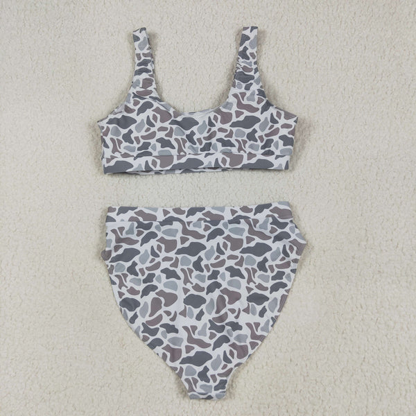 S0556 RTS women clothes grey adult leopard swim suit 2pcs outfit 1