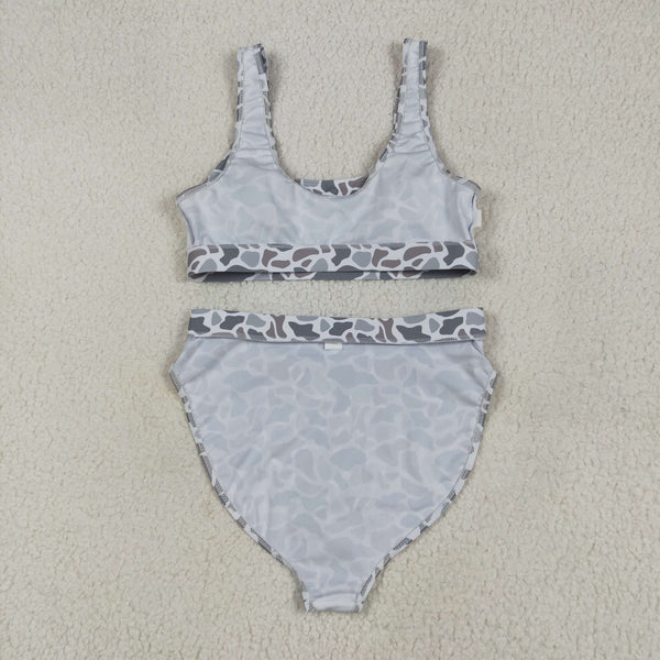 S0556 RTS women clothes grey adult leopard swim suit 2pcs outfit 1