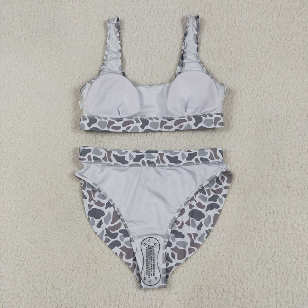 S0556 RTS women clothes grey adult leopard swim suit 2pcs outfit 1
