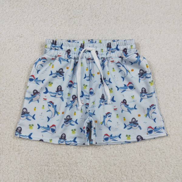 S0586 RTS toddler boy cloths blue shark boy summer swim shorts