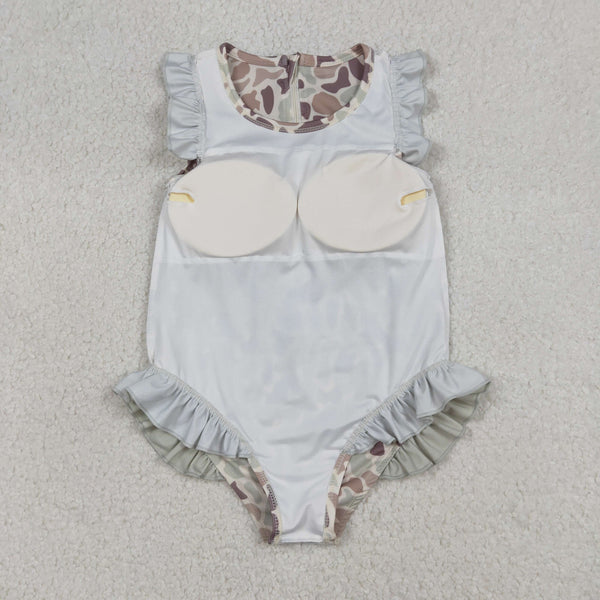 S0595 RTS girl clothing green camo girl swim suit summer swim clothing hunting clothes