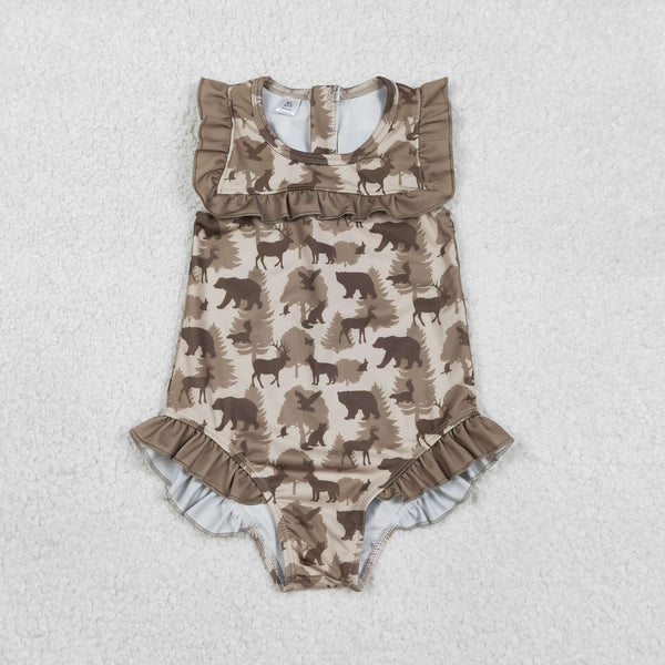 S0599 RTS girl clothing camo girl swim suit summer swim clothing hunting clothes