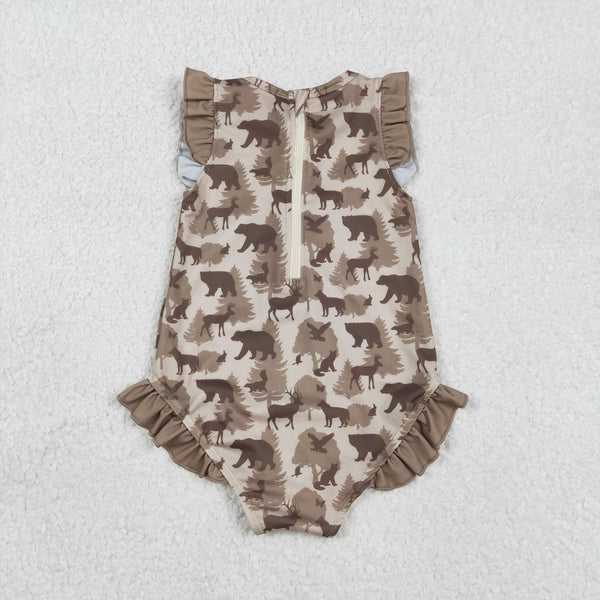 S0599 RTS girl clothing camo girl swim suit summer swim clothing hunting clothes