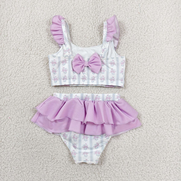 S0644 RTS baby girl clothes floral girl  summer swimsuit beach wear