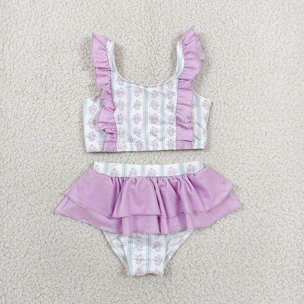 S0644 RTS baby girl clothes floral girl  summer swimsuit beach wear
