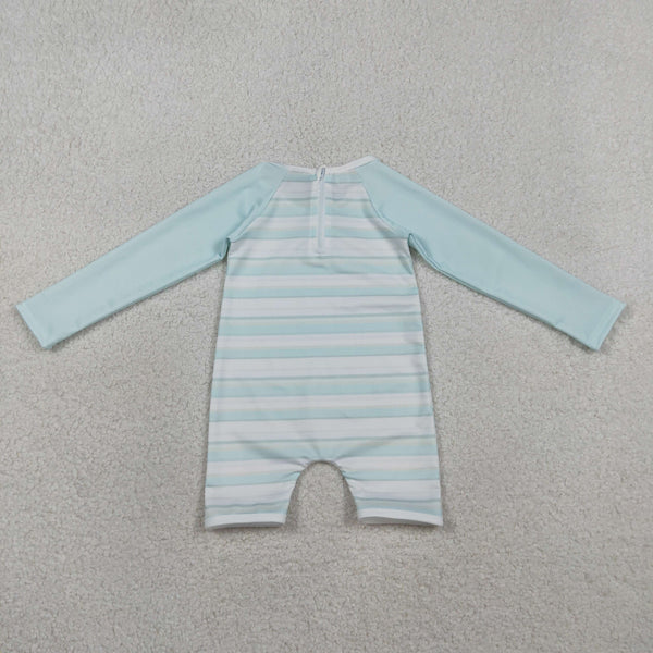 S0650 RTS boy clothes blue boy summer swimsuit beach wear long sleeve romper