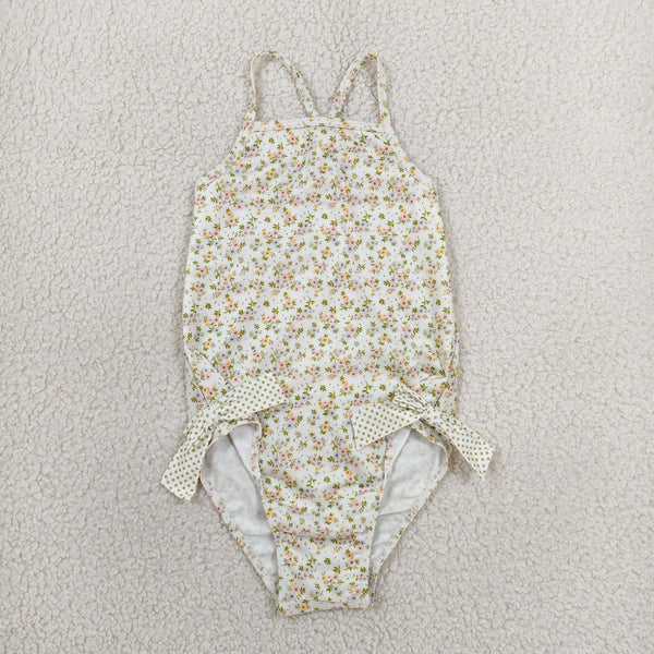 S0723 RTS baby girl clothes floral girl summer swimsuit beach wear
