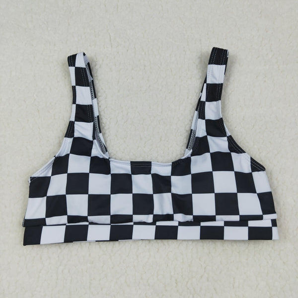 S0738 RTS adult clothes Adult Mom black gingham print Summer Swimsuit