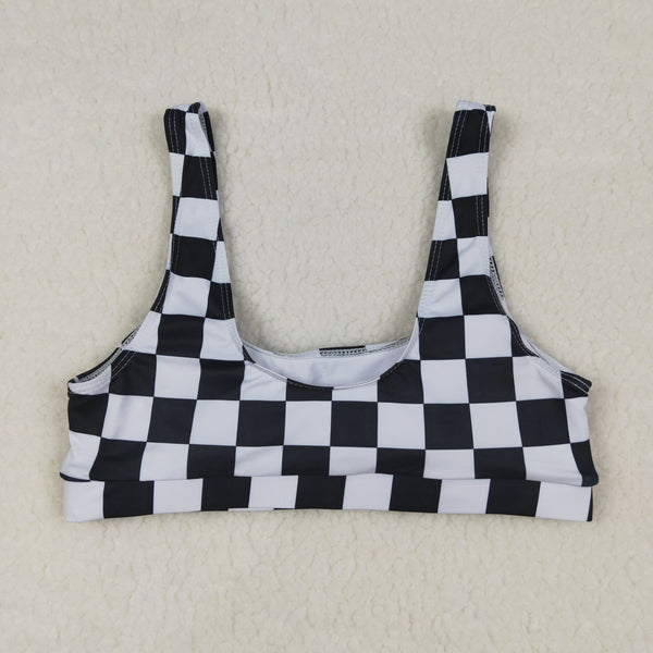 S0738 RTS adult clothes Adult Mom black gingham print Summer Swimsuit