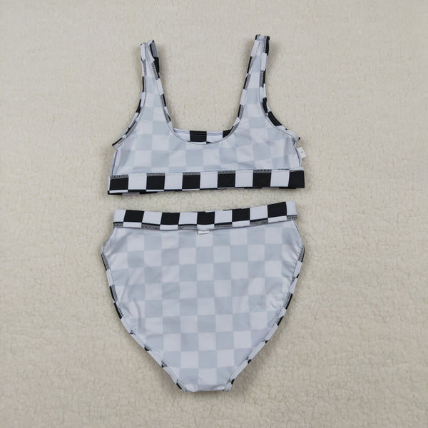 S0738 RTS adult clothes Adult Mom black gingham print Summer Swimsuit
