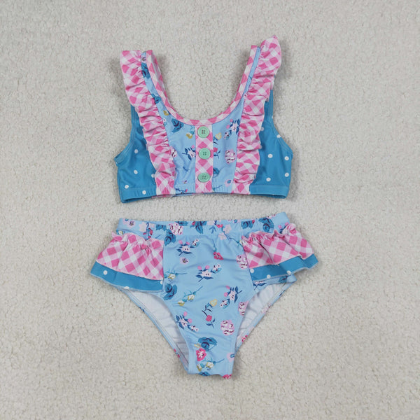 S0777 Pay attention to the sizes RTS kids girl clothes floral girl summer swim suit