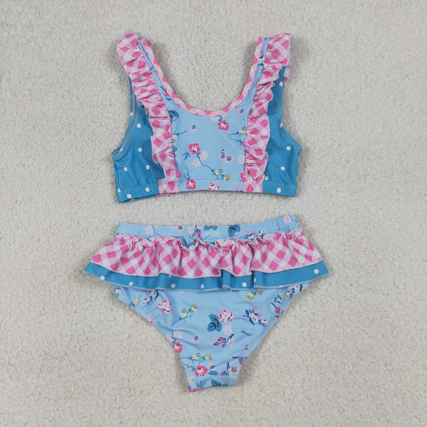 S0777 Pay attention to the sizes RTS kids girl clothes floral girl summer swim suit