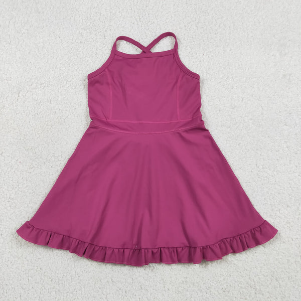 RTS S0778 toddler clothes hot pink girl sports yoga summer dress atheletic dress