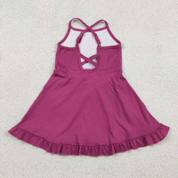 RTS S0778 toddler clothes hot pink girl sports yoga summer dress atheletic dress