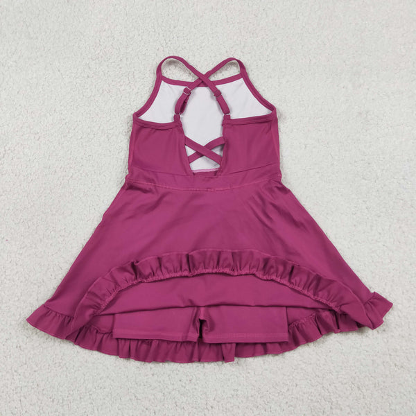 RTS S0778 toddler clothes hot pink girl sports yoga summer dress atheletic dress