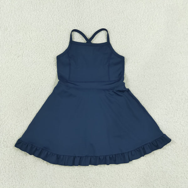 RTS S0779  toddler clothes navy girl sports yoga summer dress atheletic dress