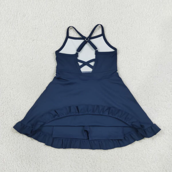 RTS S0779  toddler clothes navy girl sports yoga summer dress atheletic dress