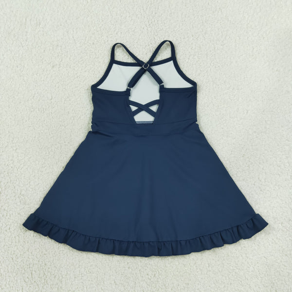 RTS S0779  toddler clothes navy girl sports yoga summer dress atheletic dress