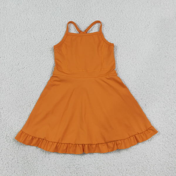 RTS GSD4133 toddler clothes orange girl sports yoga summer dress atheletic dress
