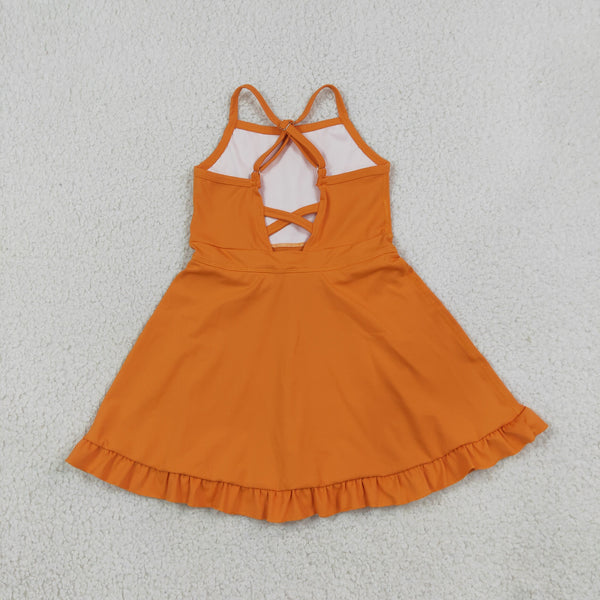 RTS GSD4133 toddler clothes orange girl sports yoga summer dress atheletic dress