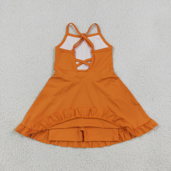 RTS GSD4133 toddler clothes orange girl sports yoga summer dress atheletic dress