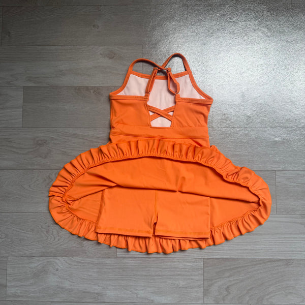 no MOQ S0780 pre-order  toddler girl clothes orange girl summer sports dress atheletic clothes-real pic 2026.7.26